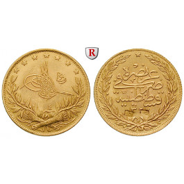 Osmanisches Reich, Mohammed V., 100 Piaster 1911, 6,61 g fein, vz-st