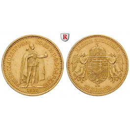 Ungarn, Franz Joseph I., 10 Korona 1892, 3,05 g fein, vz