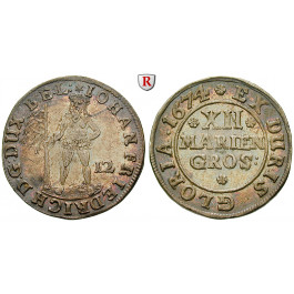 Braunschweig, Braunschweig-Calenberg-Hannover, Johann Friedrich, 12 Mariengroschen 1674, vz+
