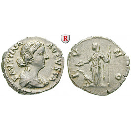 Römische Kaiserzeit, Faustina II., Frau des Marcus Aurelius, Denar vor 175, vz
