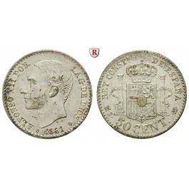 Spanien, Alfonso XII., 50 Centimos 1881, vz