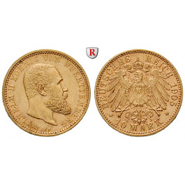 Deutsches Kaiserreich, Württemberg, Wilhelm II., 10 Mark 1905, F, ss-vz, J. 295