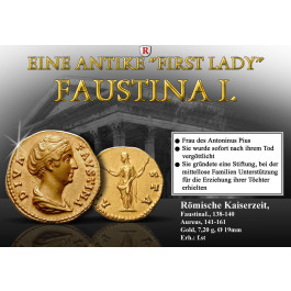 Römische Kaiserzeit, Faustina I., Frau des Antoninus Pius, Aureus 141-161, f.st