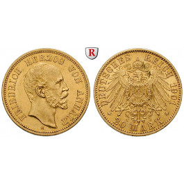 Deutsches Kaiserreich, Anhalt, Friedrich I., 20 Mark 1901, A, 7,17 g fein, vz, J. 181