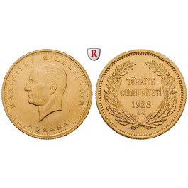 Türkei, 250 Piaster 1967 (Jahr 44), 16,54 g fein, vz