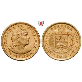 Peru, Republik, 1/5 Libra 1906-1967, 1,47 g fein, bfr.