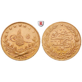 Osmanisches Reich, Diverse Herrscher, 100 Piaster 1843-1921, 6,62 g fein, ss