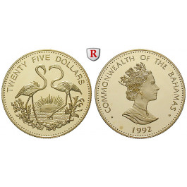 Bahamas, Elizabeth II., 25 Dollars 1992, 3,92 g fein, PP