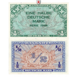 Bundesrepublik Deutschland, 1/2 DM 1948, I-, Rb. 230