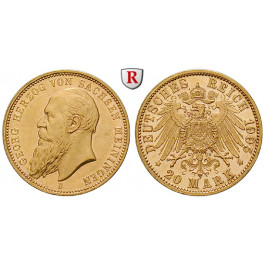 Deutsches Kaiserreich, Sachsen-Meiningen, Georg II., 20 Mark 1905, D, 7,17 g fein, f.st, J. 279