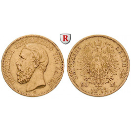 Deutsches Kaiserreich, Baden, Friedrich I., 20 Mark 1872, G, ss, J. 184