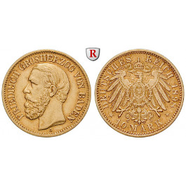 Deutsches Kaiserreich, Baden, Friedrich I., 10 Mark 1898, G, ss+/ss-vz, J. 188