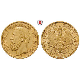 Deutsches Kaiserreich, Baden, Friedrich I., 10 Mark 1900, G, vz, J. 188