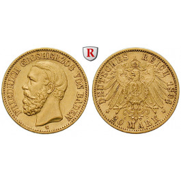 Deutsches Kaiserreich, Baden, Friedrich I., 20 Mark 1894, G, ss-vz, J. 189