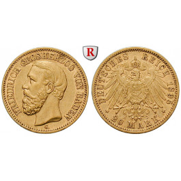Deutsches Kaiserreich, Baden, Friedrich I., 20 Mark 1895, G, ss+, J. 189