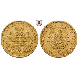 Deutsches Kaiserreich, Hamburg, 20 Mark 1877, J, ss-vz, J. 210