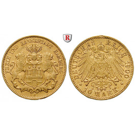 Deutsches Kaiserreich, Hamburg, 10 Mark 1900, J, ss-vz, J. 211
