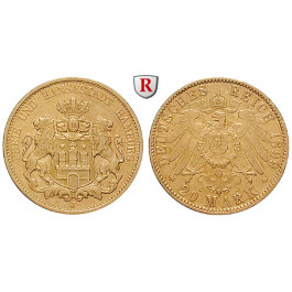 Deutsches Kaiserreich, Hamburg, 20 Mark 1899, J, ss, J. 212