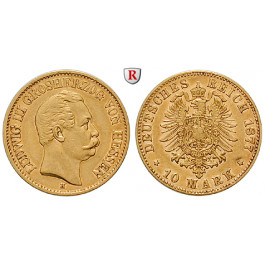 Deutsches Kaiserreich, Hessen, Ludwig III., 10 Mark 1877, H, ss-vz, J. 216