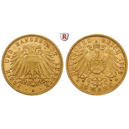 Deutsches Kaiserreich, Lübeck, 10 Mark 1906, A, st, J. 228