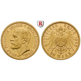 Deutsches Kaiserreich, Mecklenburg-Strelitz, Adolf Friedrich V., 20 Mark 1905, A, vz-st, J. 240