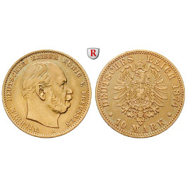Deutsches Kaiserreich, Preussen, Wilhelm I., 10 Mark 1874, A, 3,58 g fein, ss, J. 245