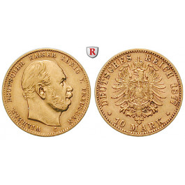 Deutsches Kaiserreich, Preussen, Wilhelm I., 10 Mark 1877, C, ss+, J. 245