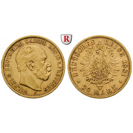 Deutsches Kaiserreich, Preussen, Wilhelm I., 20 Mark 1881, A, ss, J. 246