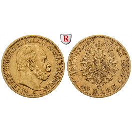 Deutsches Kaiserreich, Preussen, Wilhelm I., 20 Mark 1884, A, ss+, J. 246