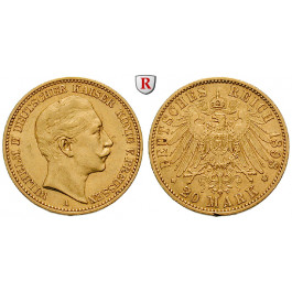 Deutsches Kaiserreich, Preussen, Wilhelm II., 20 Mark 1898, A, ss-vz, J. 252