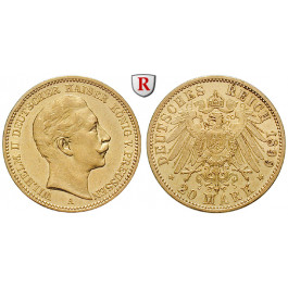Deutsches Kaiserreich, Preussen, Wilhelm II., 20 Mark 1899, A, ss+, J. 252