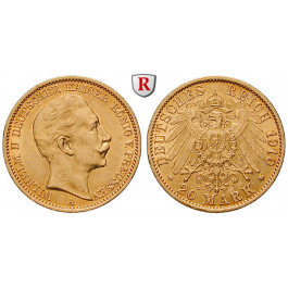 Deutsches Kaiserreich, Preussen, Wilhelm II., 20 Mark 1910, A, 7,17 g fein, ss-vz/vz-st, J. 252