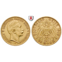 Deutsches Kaiserreich, Preussen, Wilhelm II., 20 Mark 1913, A, vz, J. 252