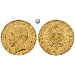 Deutsches Kaiserreich, Reuss-Schleiz, Heinrich XIV., 10 Mark 1882, f.st, J. 255