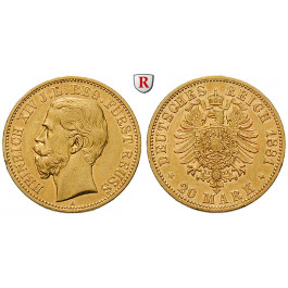 Deutsches Kaiserreich, Reuss-Schleiz, Heinrich XIV., 20 Mark 1881, A, ss, J. 256
