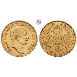 Deutsches Kaiserreich, Sachsen, Friedrich August III., 10 Mark 1907, E, f.vz, J. 267