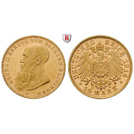 Deutsches Kaiserreich, Sachsen-Meiningen, Georg II., 10 Mark 1914, Portrait / Reichsadler, D, 3,58 g fein, f.st/st, J. 280
