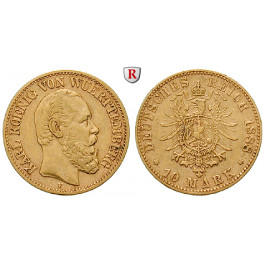 Deutsches Kaiserreich, Württemberg, Karl, 10 Mark 1888, F, ss, J. 292