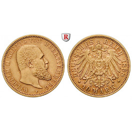 Deutsches Kaiserreich, Württemberg, Wilhelm II., 10 Mark 1898, F, ss-vz, J. 295