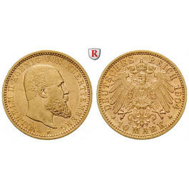 Deutsches Kaiserreich, Württemberg, Wilhelm II., 10 Mark 1904, F, vz-st, J. 295