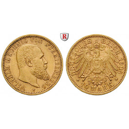 Deutsches Kaiserreich, Württemberg, Wilhelm II., 10 Mark 1906, F, ss-vz, J. 295