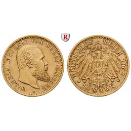 Deutsches Kaiserreich, Württemberg, Wilhelm II., 10 Mark 1907, F, ss-vz, J. 295