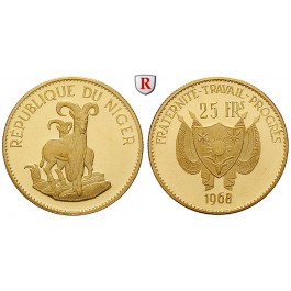 Niger, 25 Francs 1968, 7,2 g fein, PP