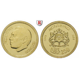 Marokko, Hassan II., 250 Dirhams 1977, 5,81 g fein, st