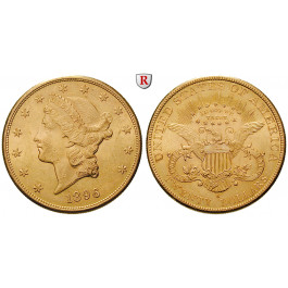 USA, 20 Dollars 1896, 30,09 g fein, vz-st/f.st
