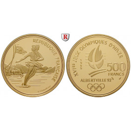 Frankreich, V. Republik, 500 Francs 1989, 15,56 g fein, PP
