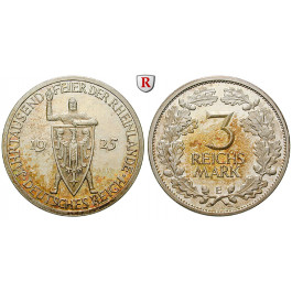 Weimarer Republik, 3 Reichsmark 1925, Rheinlande, E, PP, J. 321