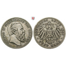 Deutsches Kaiserreich, Hessen, Ludwig IV., 5 Mark 1891, A, ss, J. 71