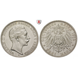 Deutsches Kaiserreich, Preussen, Wilhelm II., 3 Mark 1910, A, f.vz, J. 103