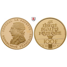 Frankreich, V. Republik, 100 Francs 1987, 15,64 g fein, PP